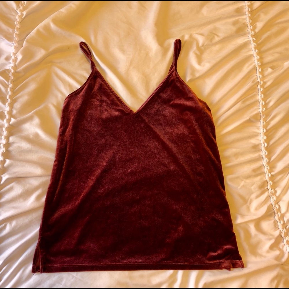 Maroon Velvet Old Navy Deep V-Neck Tank Top